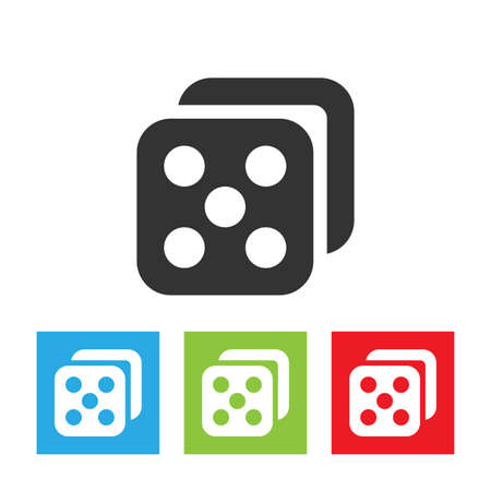Dice icon. Simple logo of dice on white background. Flat vector illustration.のイラスト素材