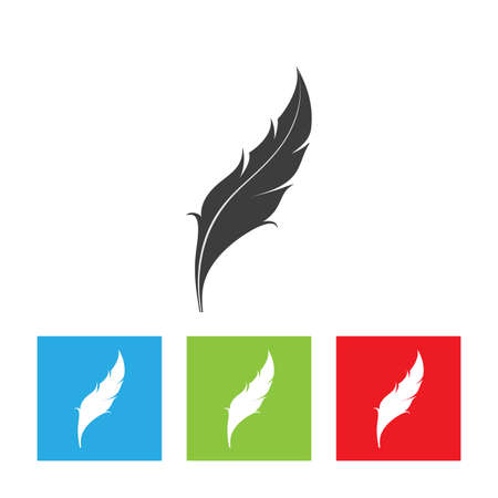 Bird's feather icon. Feather logo isolated on white background. Flat vector illustration.のイラスト素材