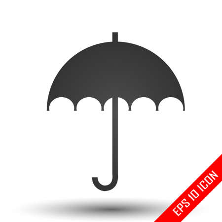 Umbrella icon. Simple flat logo of umbrella on white background. Umbrella symbol. Vector illustration.のイラスト素材