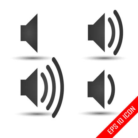 Speaker icon. Volume of sound signs set. Simple flat logo of speaker on white background. Vector illustration.のイラスト素材