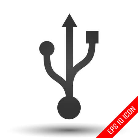Usb icon. USB sign. Simple flat logo of usb sign terminal on white background. Vector illustration.のイラスト素材