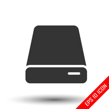 HDD icon. Simple flat logo of hard drive disk isolated on white background. Vector illustration.のイラスト素材