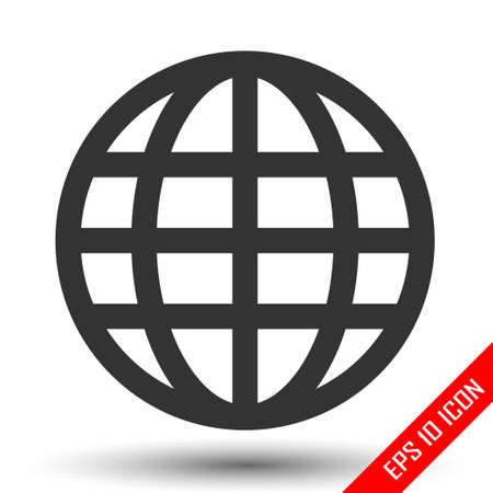 Globe icon. Globe sign. Simple flat logo of globe on white background. Vector illustration.のイラスト素材