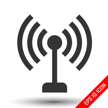 Antenna icon. Simple flat logo of antenna isolated on white background. Vector illustration.のイラスト素材