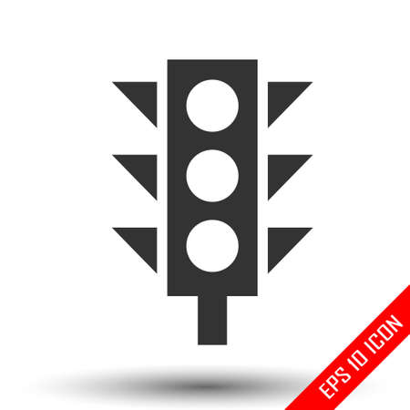 Traffic light icon. Simple flat logo of traffic light on white background. Vector illustration.のイラスト素材