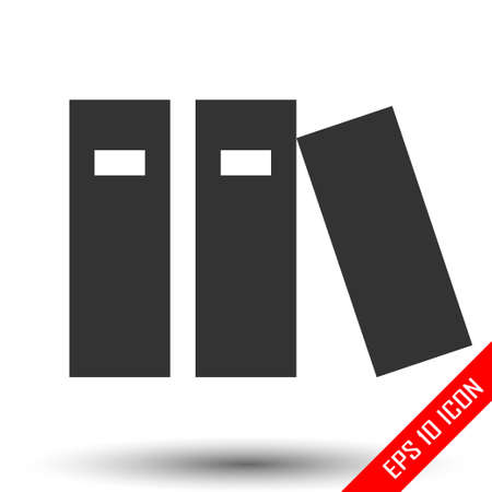 Books icon. Three books on a shelf. Simple flat logo of books on white background. Vector illustration.のイラスト素材