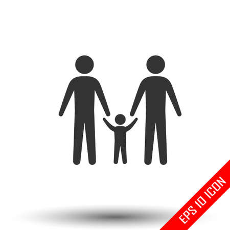 Gay family icon. Simple flat logo of gay family door on white background. Vector illustration.のイラスト素材
