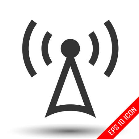Antenna icon. Simple flat logo of antenna isolated on white background. Vector illustration.のイラスト素材
