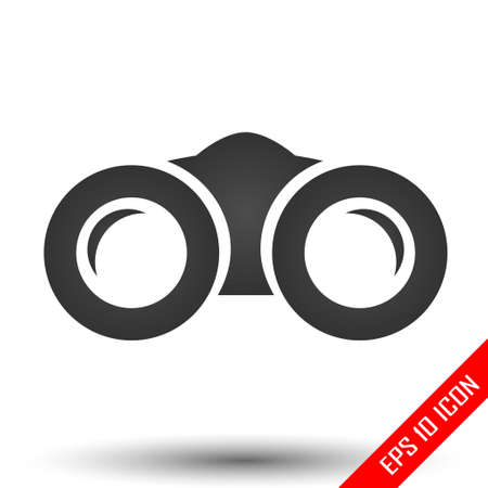 Binoculars icon. Simple flat logo of binoculars isolated on white background. Vector illustration.のイラスト素材