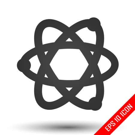 Atom icon. Simple flat logo of atom isolated on white background. Vector illustration.のイラスト素材