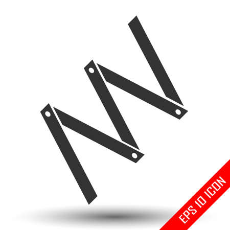 Folding measure icon. Simple flat logo of folding measure on white background. Carpenter's measure. Vector illustration.のイラスト素材