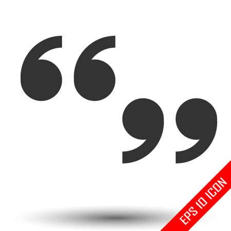 Quote sign icon. Simple flat logo of quote sign on white background. Vector illustration.のイラスト素材