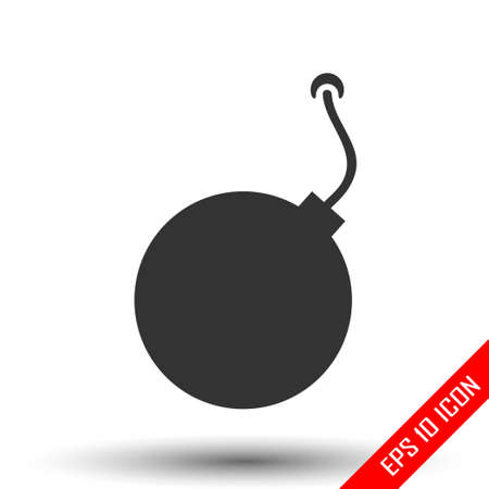 Bomb icon. Simple flat logo of bomb isolated on white background. Vector illustration.のイラスト素材