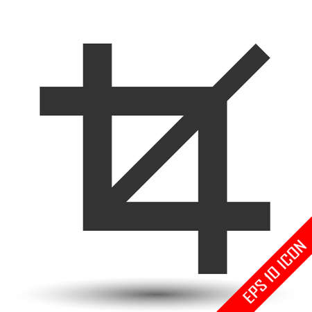 Crop icon. Simple flat logo of crop sign on white background. Vector illustration.のイラスト素材