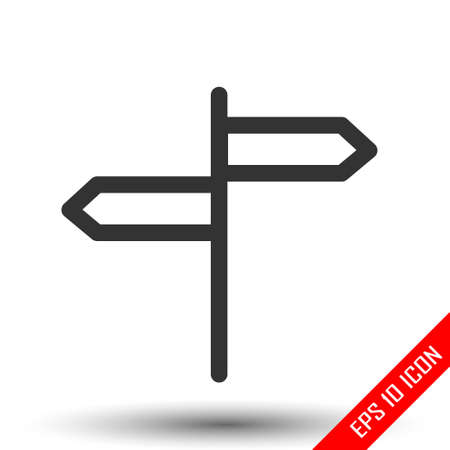 Street pointer icon. Directional arrows sign. Simple flat logo of orientation index isolated on white background. Vector illustration.のイラスト素材