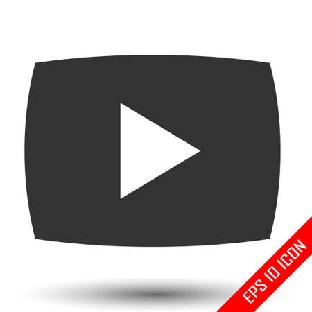 Play button icon. Play button sign. Simple flat logo of play button on white background. Vector illustration.のイラスト素材