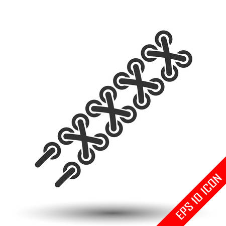 Shoelace icon. Simple flat logo of shoelace on white background. Vector illustration.のイラスト素材