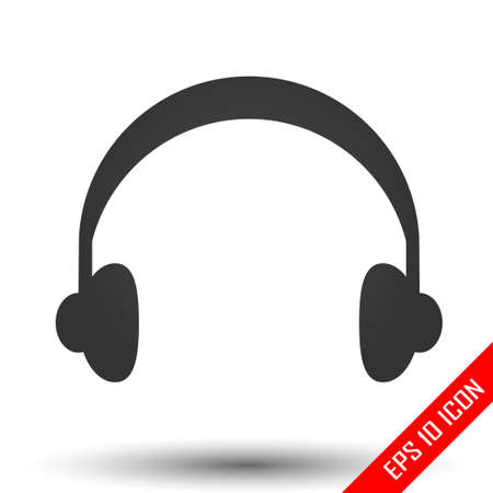 Headphones icon. Headphones logo. Flat icon of the headphones. Vector illustrationのイラスト素材