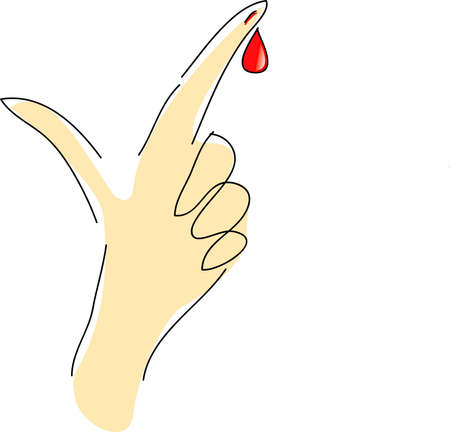Blood drop falling from injured fingerのイラスト素材