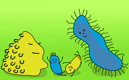 Bacteria family funny animationのイラスト素材