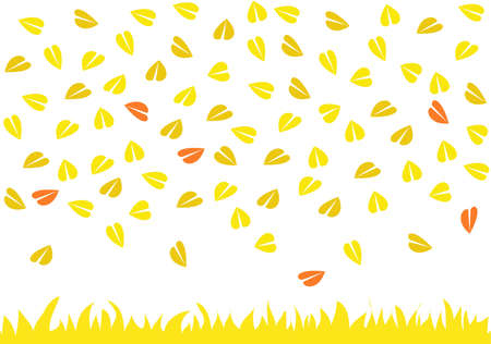Leaves raining on yellow grass のイラスト素材