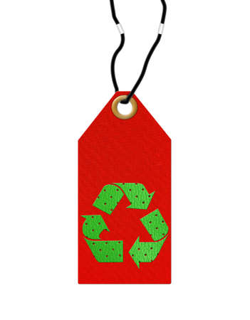 red tag with green recycle symbolの写真素材