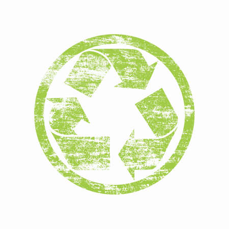 green recycled sign over whiteの写真素材