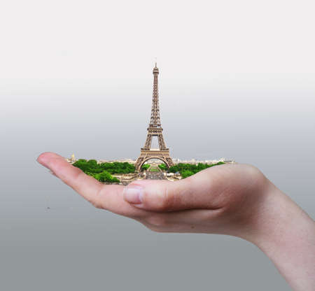 hand holding parisの写真素材