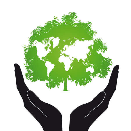 Tree icons with handsのイラスト素材