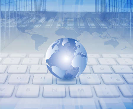 Globe on a keyboardの写真素材