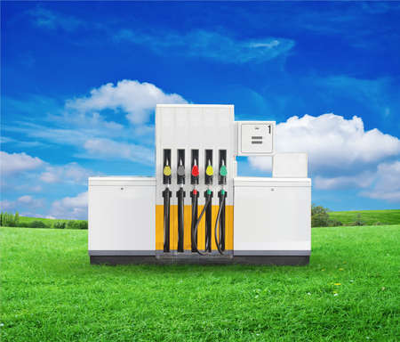 gas station in green field