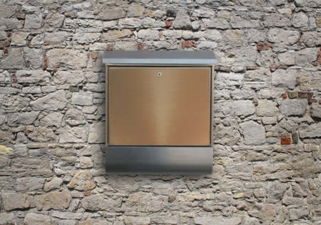 metal mailbox on wallの写真素材