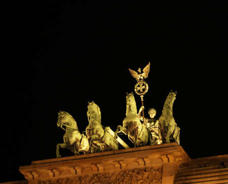Brandenburg Gate in Berlin at night Germanyの写真素材