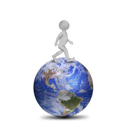 3D man on planet Earth