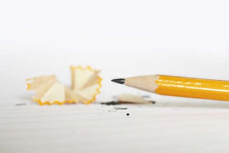 sharp yellow pencil on whiteの写真素材