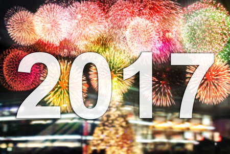 Happy new year fireworks 2017の写真素材