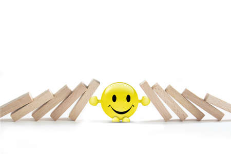 Concept of stop the domino effect.の写真素材