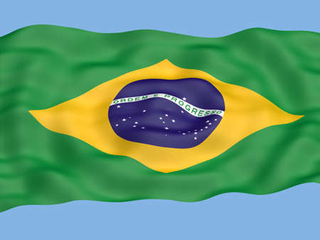 Flag of brazil waving in the windの写真素材