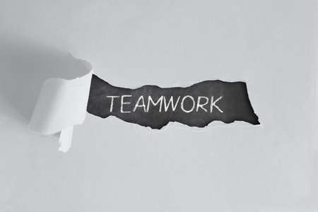 TEAMWORK written with chalk on boardの写真素材