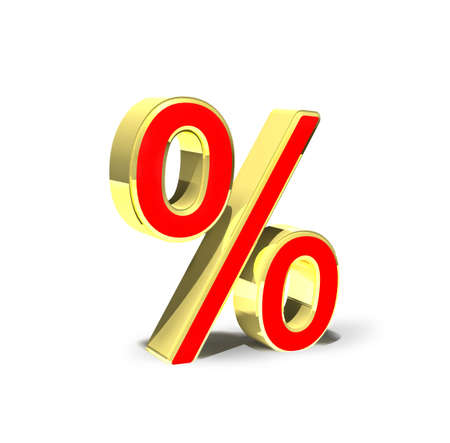 3d Gold procent on whiteの写真素材
