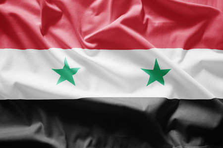 Closeup of  Flag of syriaの写真素材