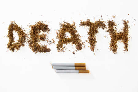 cigarettes and word death made of tobaccoの写真素材