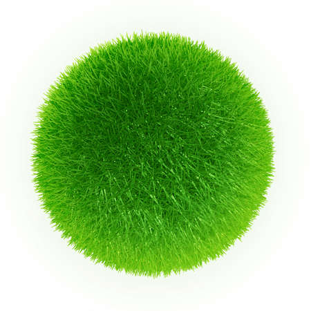 green grass sphere isolated on white backgroundの写真素材