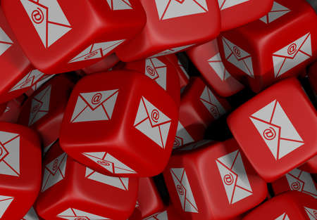 Red Telecommunication Cubes, contact conceptの写真素材