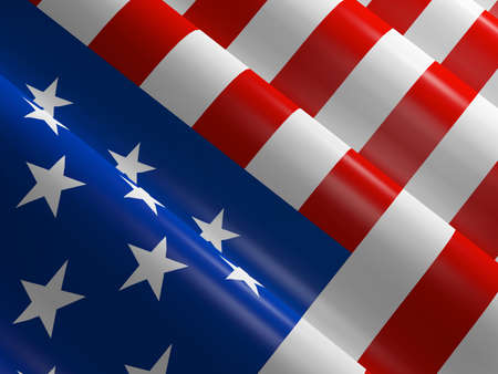 American flag blowing in the windの写真素材