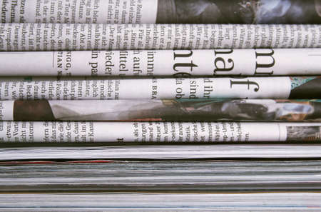 Stack and pattern of newspaper backgroundの写真素材