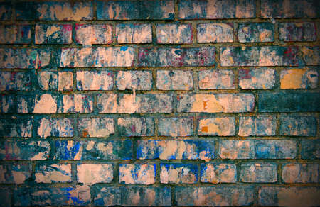 Brick wall of many colorsの写真素材