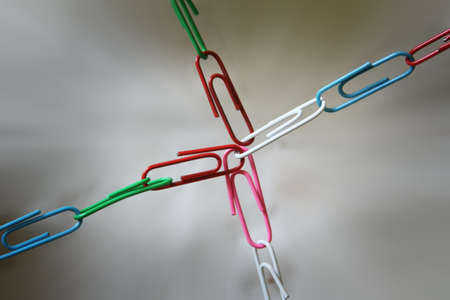 Paper clips as chain , abstract unity conceptの写真素材