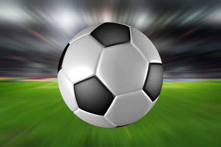 Moving soccer ball (radial blur)の写真素材