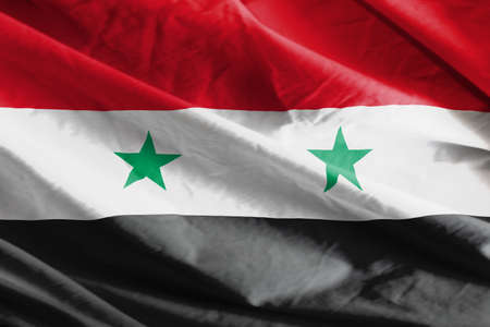 Closeup of  Flag of syriaの写真素材